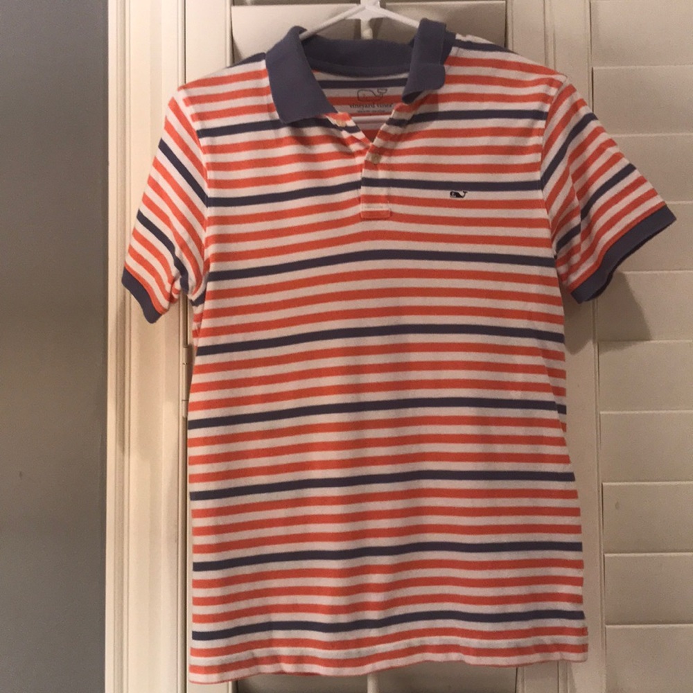 Vineyard Vines Blue&Orange Stripe Polo Size Large